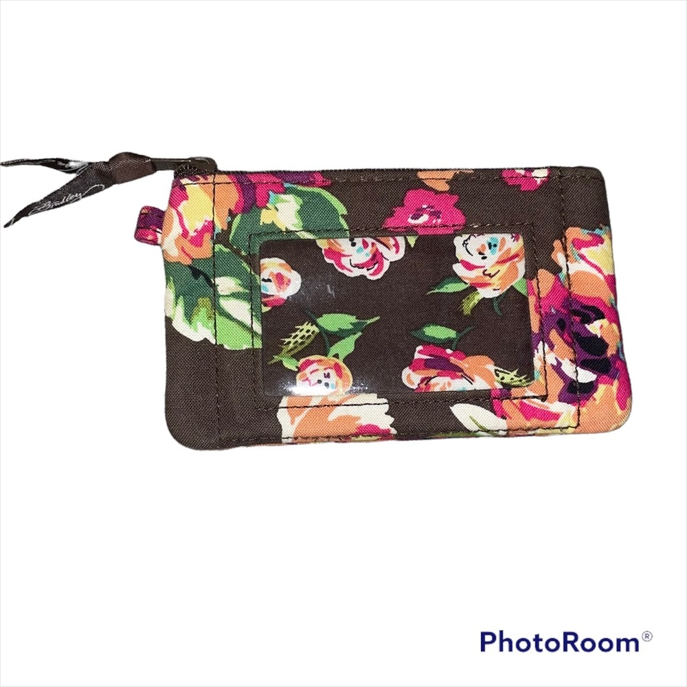Vera Bradley English Rose Zip ID Case – Floral Small Wallet / Coin Purse